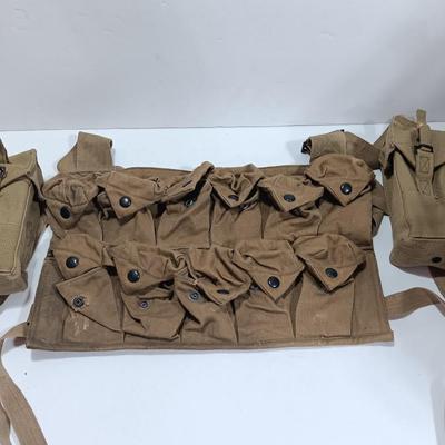 Three military issued canvas ammunition pouches / bags marked 1974 & 1972
