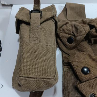 Three military issued canvas ammunition pouches / bags marked 1974 & 1972