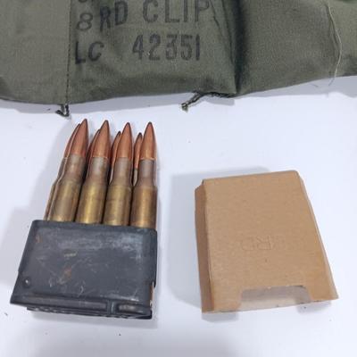 CAL 30 Ball M2 8 round clips LC 42351 in Bandoleer with ebolic clips
