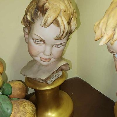Bust of Boy and Girl Ceramic