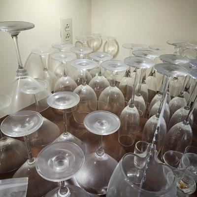Assorted barware bar glasses.