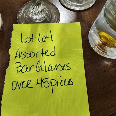 Assorted barware bar glasses.