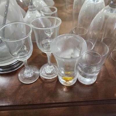 Assorted barware bar glasses.