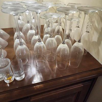 Assorted barware bar glasses.
