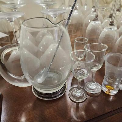Assorted barware bar glasses.