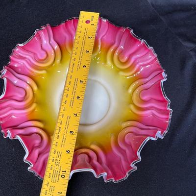 Bristol glass Bride's basket bowl