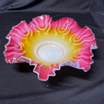 Bristol glass Bride's basket bowl