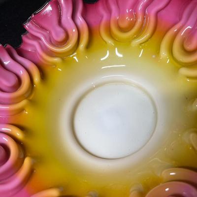 Bristol glass Bride's basket bowl