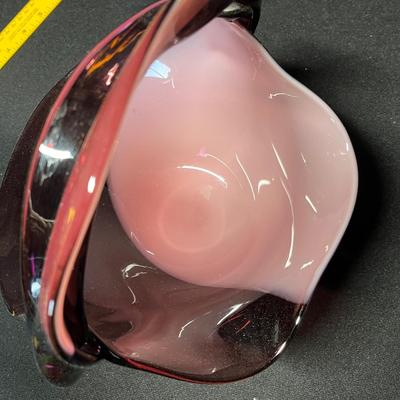 Studio Art glass Amethyst basket