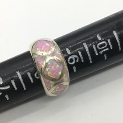 Large PINK OPAL SILVER RING