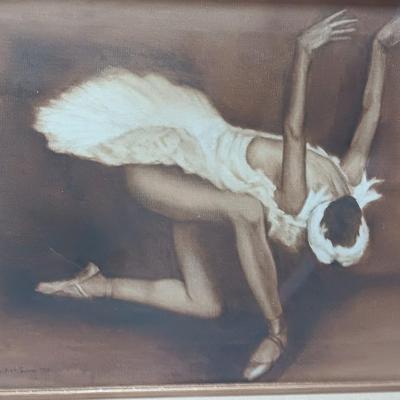 Artist Signed Ballerina framed artwork. - Ballet woman