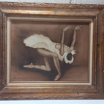 Artist Signed Ballerina framed artwork. - Ballet woman