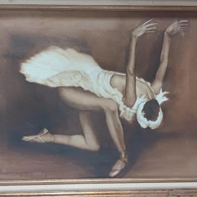 Artist Signed Ballerina framed artwork. - Ballet woman