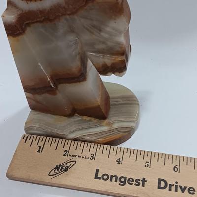 Vintage Onyx stone horse head book ends