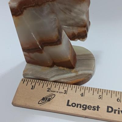 Vintage Onyx stone horse head book ends
