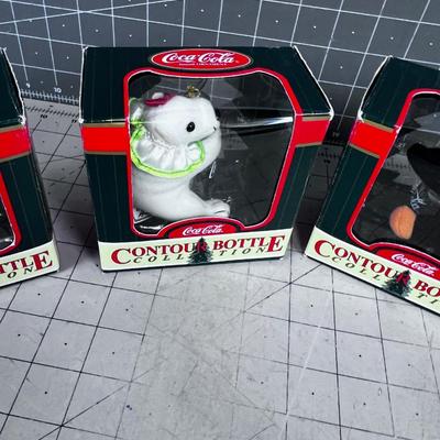 (4) Coca-Cola Christmas Ornaments COLLECTIBLE! In the Box. 