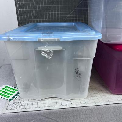 3 Tote Tubs with Lids, Large 