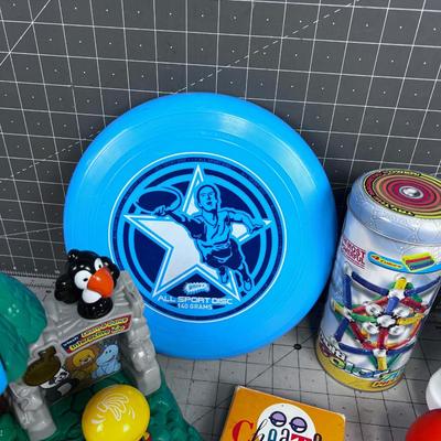 Grouping of Toys, Magnets, Frisbee and Stacking etc.  