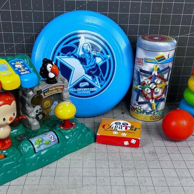 Grouping of Toys, Magnets, Frisbee and Stacking etc.  
