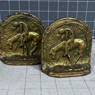 Set of CAST Antique End if Trail BOOK ENDS 
