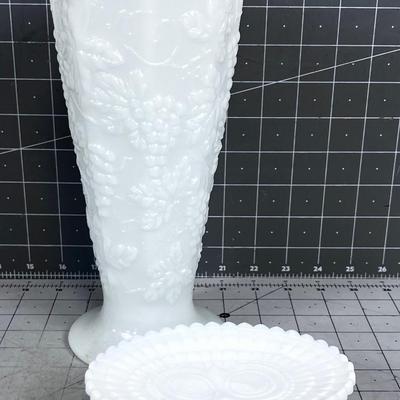 Milk Glass VASE and Soap dish