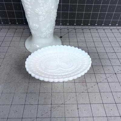 Milk Glass VASE and Soap dish