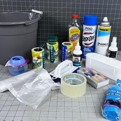 Bucket of Cleaning items plus pet clean up too