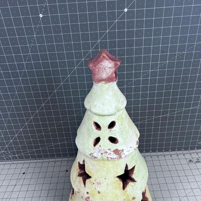 Terracotta Christmas Tree CANDLE Lantern 