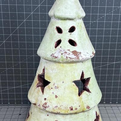 Terracotta Christmas Tree CANDLE Lantern 