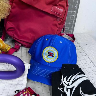 Hats, Pack, Flight Pillow, ETC. Stuff 