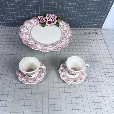 "A Rose is a Rose" Desert Tray with Tea Cup & Saucer
