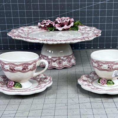 "A Rose is a Rose" Desert Tray with Tea Cup & Saucer