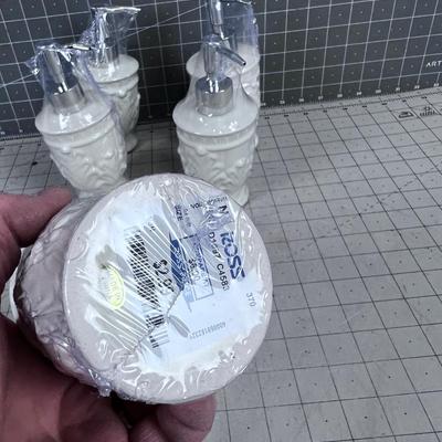 5 NEW White Soap Dispensers 