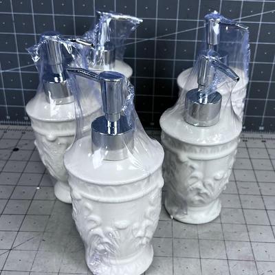 5 NEW White Soap Dispensers 
