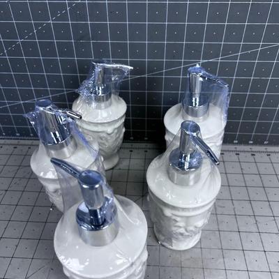 5 NEW White Soap Dispensers 