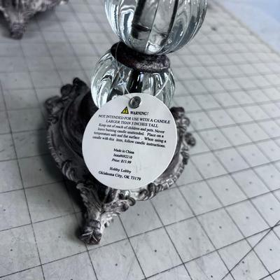 Glass and Resin Candle Sticks (4) 