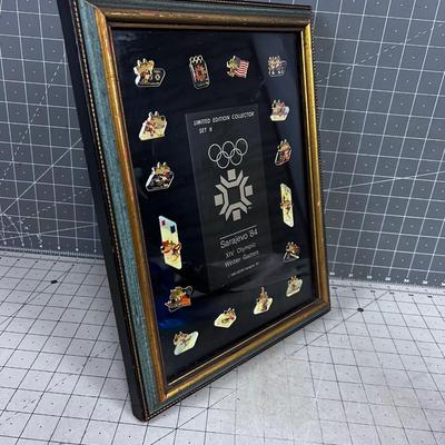 SARAJEVO 1984 Olympic Pin Collection (16 ) Framed