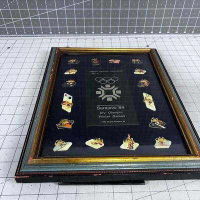 SARAJEVO 1984 Olympic Pin Collection (16 ) Framed