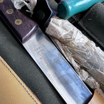 Traveling Butcher Set; Meat Saw, 3 knives,