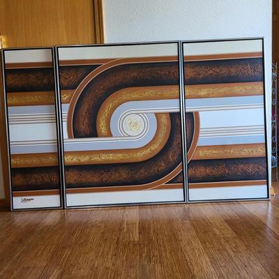 MCM Geometric Triptych Wall Art Signed Letterman - $1750-$3000