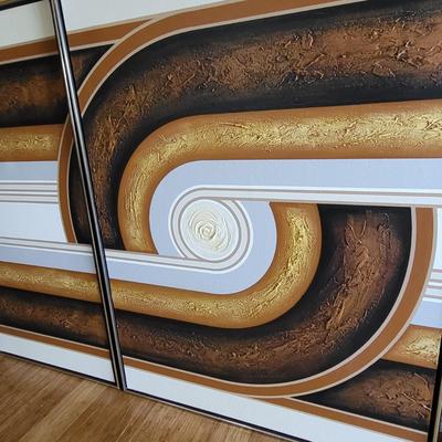 MCM Geometric Triptych Wall Art Signed Letterman - $1750-$3000