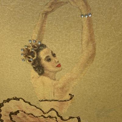 PAIR Vintage Jeweled Ballerina Art Princess Aurora & Rose Fairy