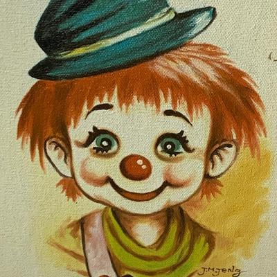 J M Jeng Signed Vintage Clown Art