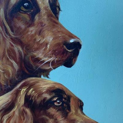 Signed Oil On Canvas Dogs