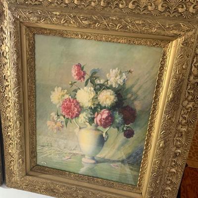 PAIR Large Vintage Floral Art Gilt Frames