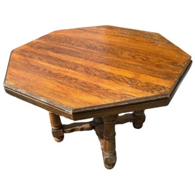Mid-Century Modern Octagon Shaped English Aesthetic Movement Oak Dining Table