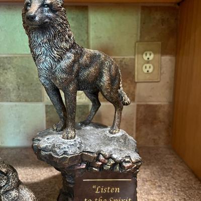 Cold-Cast Bronze Wolves Sculptures