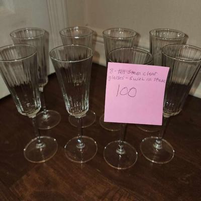 Set of 8 Stem clear glasses