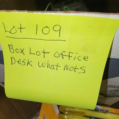 Box of office desk items
