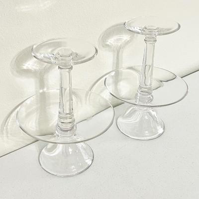 Pair (2) Tiered Glass Serving Stands